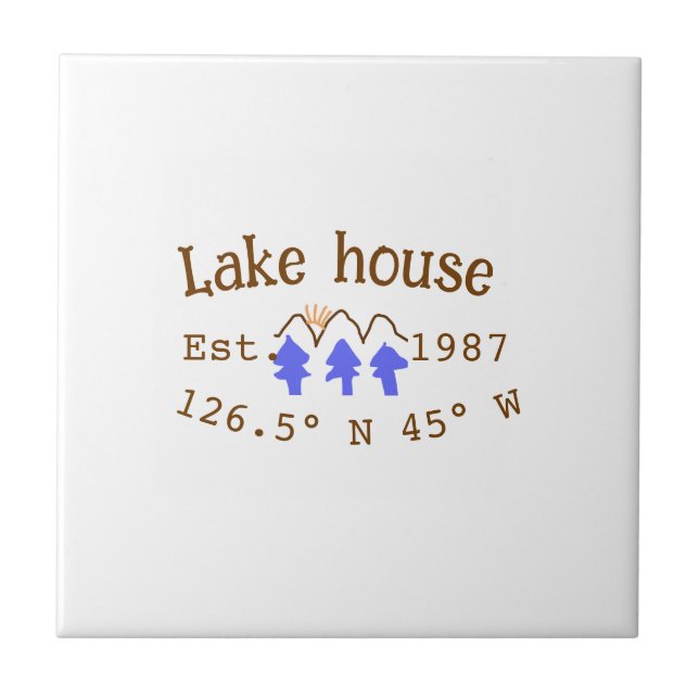 Huset i sjö. Datumårskoordinater lägga till anpass Kakelplatta (Framsidan)