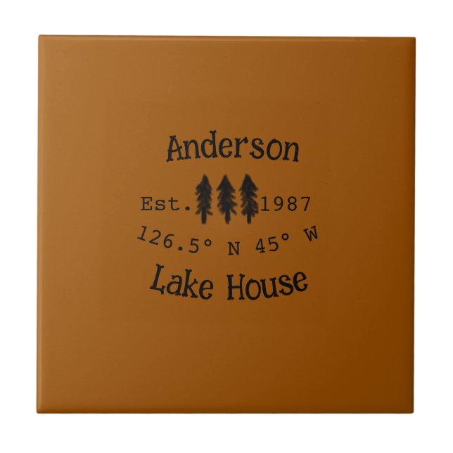 Huset i sjö. Datumårskoordinater lägga till anpass Kakelplatta (Framsidan)