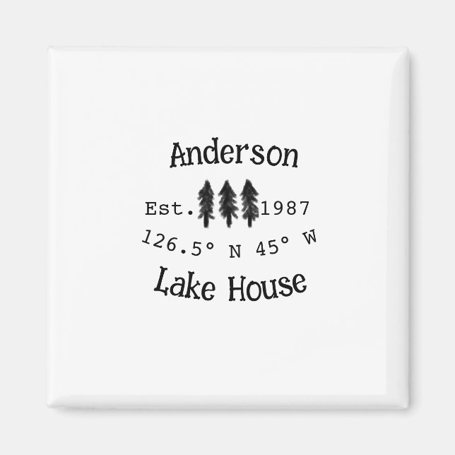 Huset i sjö. Datumårskoordinater lägga till anpass Magnet (Framsidan)