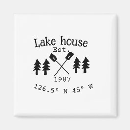 Huset i sjö. Datumårskoordinater lägga till anpass Magnet