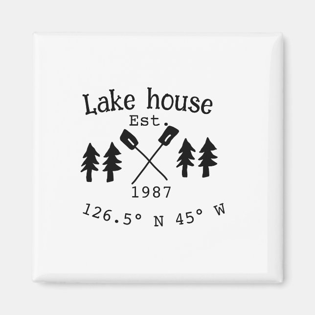 Huset i sjö. Datumårskoordinater lägga till anpass Magnet (Framsidan)