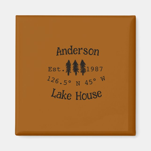 Huset i sjö. Datumårskoordinater lägga till anpass Magnet (Framsidan)