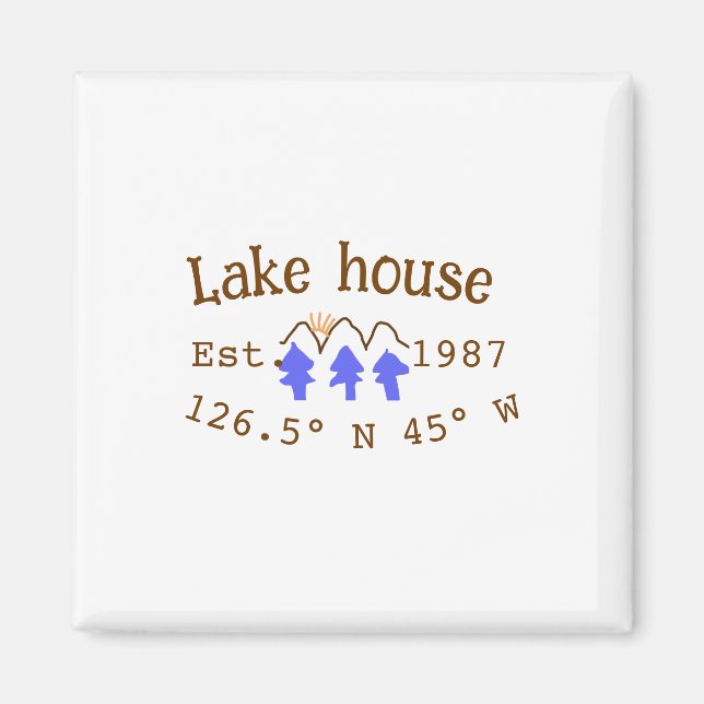 Huset i sjö. Datumårskoordinater lägga till anpass Magnet (Framsidan)