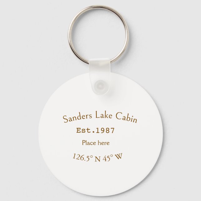 Huset i sjö. Datumårskoordinater lägga till anpass Nyckelring (Framsida)