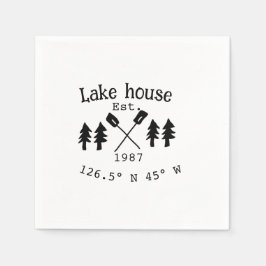 Huset i sjö. Datumårskoordinater lägga till anpass Pappersservett