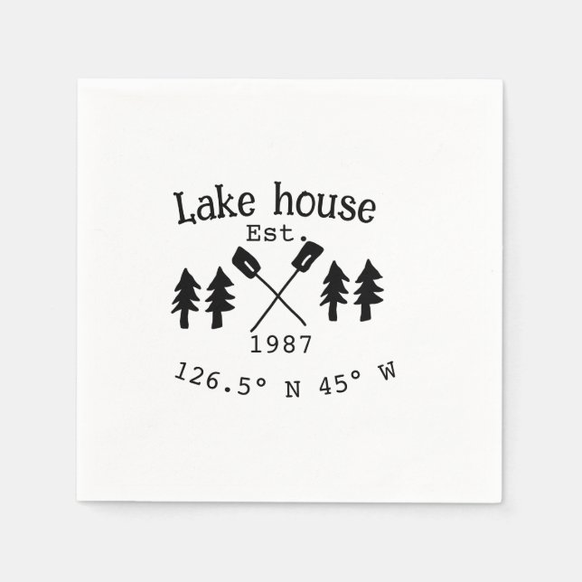 Huset i sjö. Datumårskoordinater lägga till anpass Pappersservett (Framsidan)