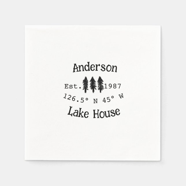 Huset i sjö. Datumårskoordinater lägga till anpass Pappersservett (Framsidan)