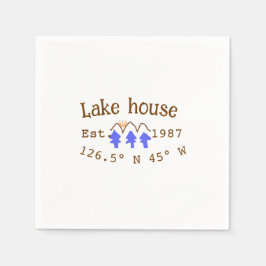 Huset i sjö. Datumårskoordinater lägga till anpass Pappersservett