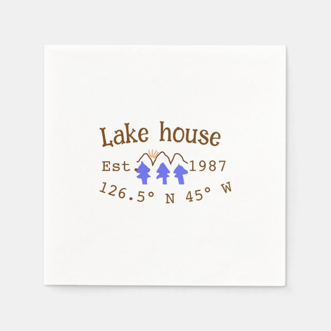 Huset i sjö. Datumårskoordinater lägga till anpass Pappersservett (Framsidan)