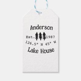 Huset i sjö. Datumårskoordinater lägga till anpass Presentetikett