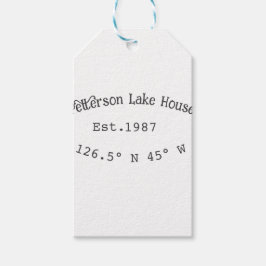 Huset i sjö. Datumårskoordinater lägga till anpass Presentetikett