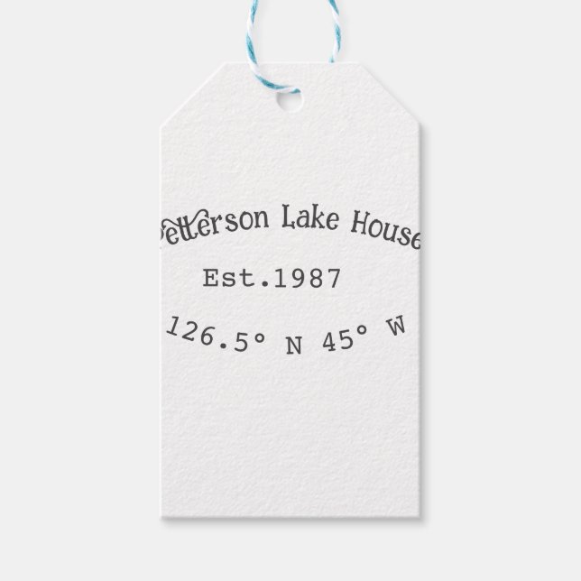 Huset i sjö. Datumårskoordinater lägga till anpass Presentetikett (Framsidan)