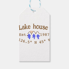 Huset i sjö. Datumårskoordinater lägga till anpass Presentetikett