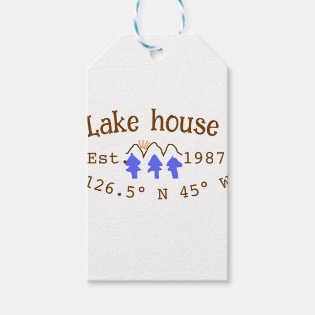 Huset i sjö. Datumårskoordinater lägga till anpass Presentetikett (Framsidan)