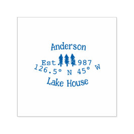 Huset i sjö. Datumårskoordinater lägga till anpass Självfärgande Stämpel