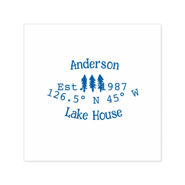 Huset i sjö. Datumårskoordinater lägga till anpass Självfärgande Stämpel (Design)