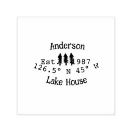 Huset i sjö. Datumårskoordinater lägga till anpass Självfärgande Stämpel