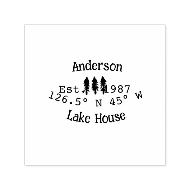 Huset i sjö. Datumårskoordinater lägga till anpass Självfärgande Stämpel (Design)