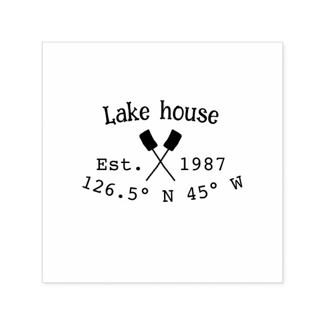 Huset i sjö. Datumårskoordinater lägga till anpass Självfärgande Stämpel (Design)