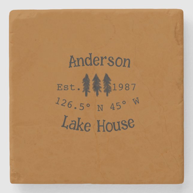 Huset i sjö. Datumårskoordinater lägga till anpass Stenunderlägg (Framsidan)