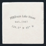 Huset i sjö. Datumårskoordinater lägga till anpass Stenunderlägg<br><div class="desc">Design</div>