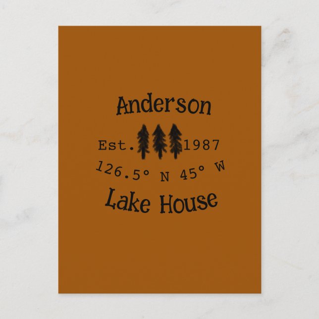 Huset i sjö. Datumårskoordinater lägga till anpass Vykort (Framsida)