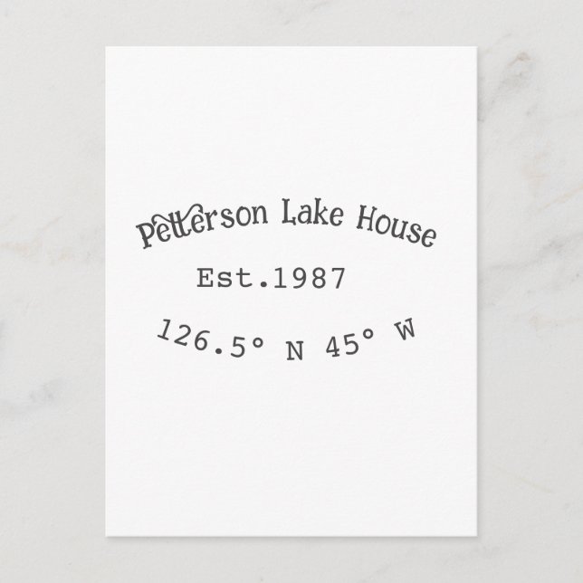 Huset i sjö. Datumårskoordinater lägga till anpass Vykort (Framsida)