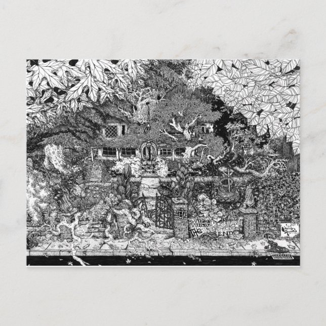 Huset i slutet av körfältet vykort (Framsida)