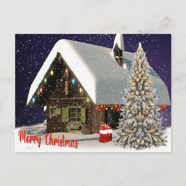 Huset i Snö jul Vykort (Framsida)