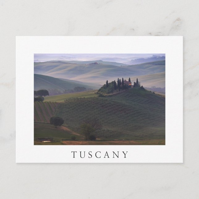 Huset i Toscana på morgonen, vitt vykort (Framsida)
