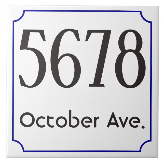 Huset numrerar med gatan - blåttram kakelplatta (Framsidan)