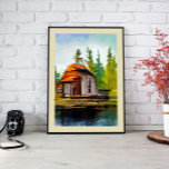 Huset på sjö, Wall Art Canvas<br><div class="desc">Lägg till ett litet stycke modern skandinavisk design i ditt hem med den här fantastiska abstrakten i landskapet</div>