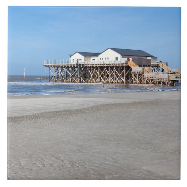 Huset på stiltarna vid St. Peter Ording Kakelplatta (Framsidan)