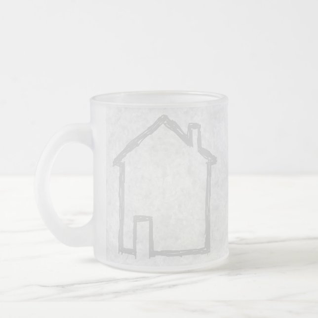 Huset skissar. Grått Frostad Glasmugg (Vänster)