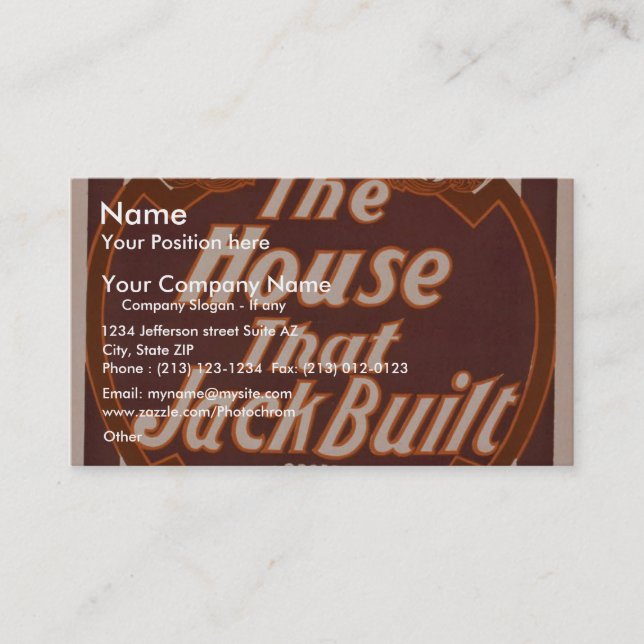 Huset, som jacken byggde, "Broadhursts" Retro Th Visitkort (Framsida)