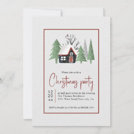 Huset Winter träd och snöfallet jul party Inbjudningar