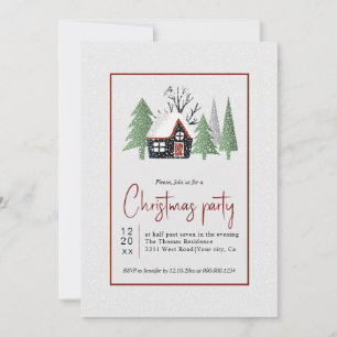 Huset Winter träd och snöfallet jul party Inbjudningar