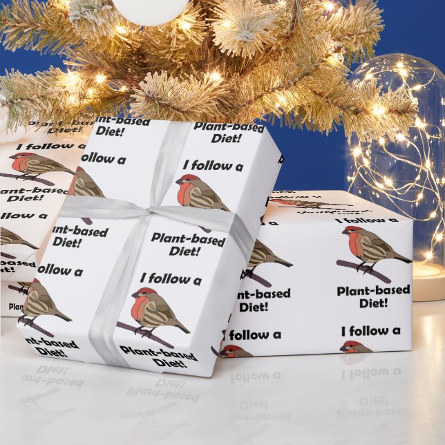 Husfink Jag Följer Växtbaserad Kostrolig Fågel Presentpapper (Helgdagar)