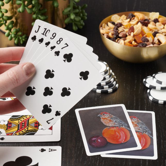 Husfinkens middagsvila Målning av Alfred Fox Casinokort (På plats)