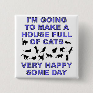 Husfullt av den roliga kattdamen för katter knapp