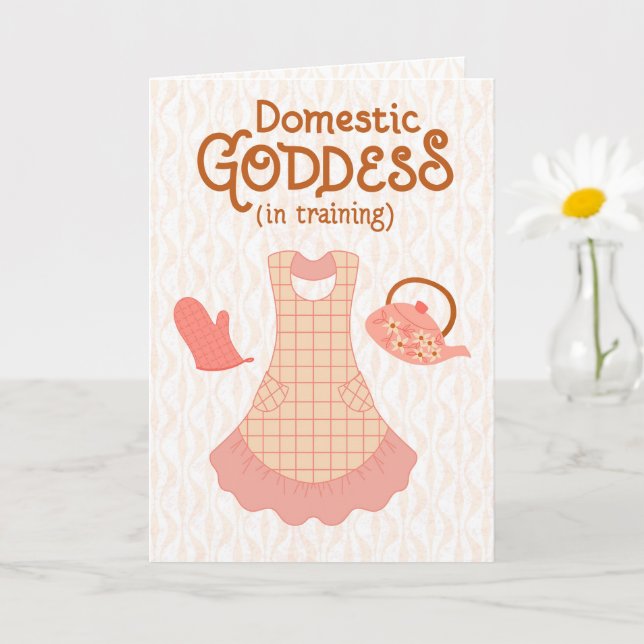Husgudinna (under utbildning) – Rolig Retro Förklä Kort (Liten växt)