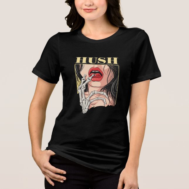 HUSH Graphic Women's T-Shirt – Bold Aesthetic Art  (Framsida)
