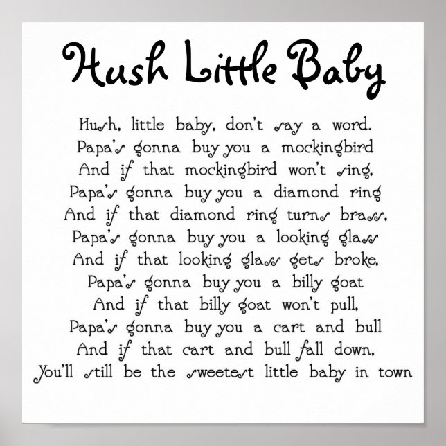 Hush Little Baby Poster (Framsidan)