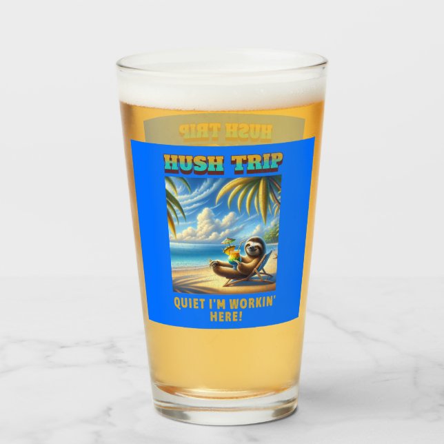Hush Resa Vacation, tyst jag jobbar här! Glaskopp (Framsida fylld)