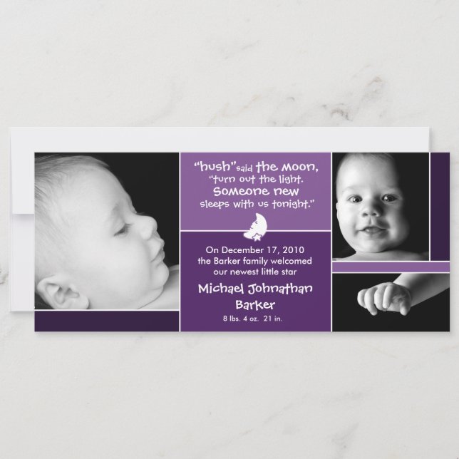 Hush sa Måne födelsemeddelande Meddelande (Framsida)
