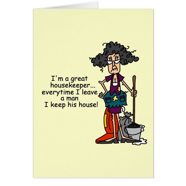 Hushållerskahumor Hälsningskort (Framsidan)