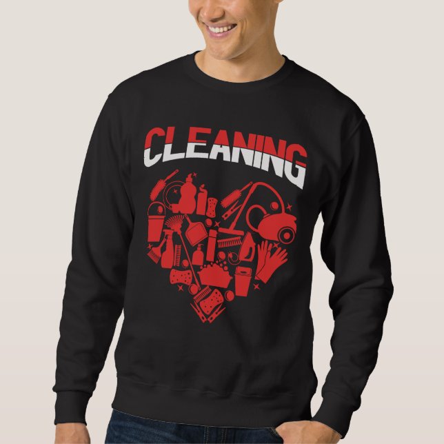 Hushållning Städning Heart Vacuum Cleaner Houseke Lång Ärmad Tröja (Framsida)