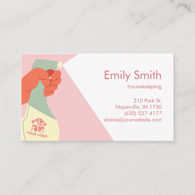 Hushållningstjänster Hand Städning Spray QR-kod Visitkort (Framsida)