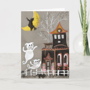 HusHalloween för gris spöken spökat KORT