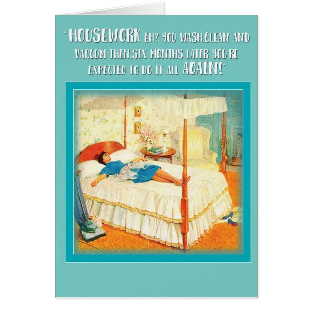 'Hushållsarbete, eh? ', Hälsningskort (Framsidan)
